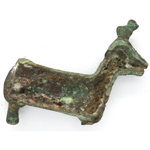 136 - Bronze Zoomorphic Reindeer boss/plaque, circa 4th century. P&P Group 0 (£5+VAT for the first lot and... 