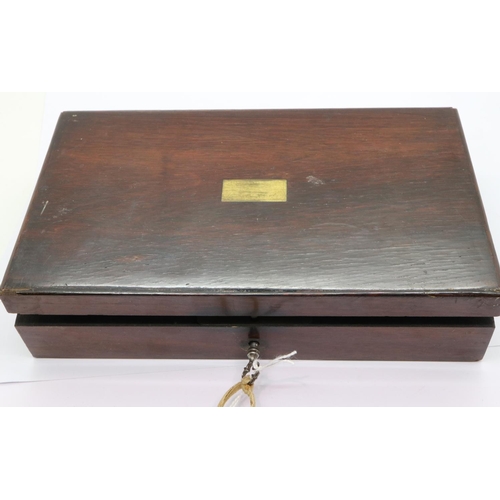 160 - Antique oak cased set of drawing instruments. P&P Group 1 (£14+VAT for the first lot and £1+VAT for ... 