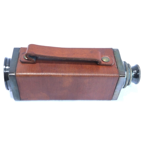 161 - Brass and leather three draw telescope. P&P Group 1 (£14+VAT for the first lot and £1+VAT for subseq... 