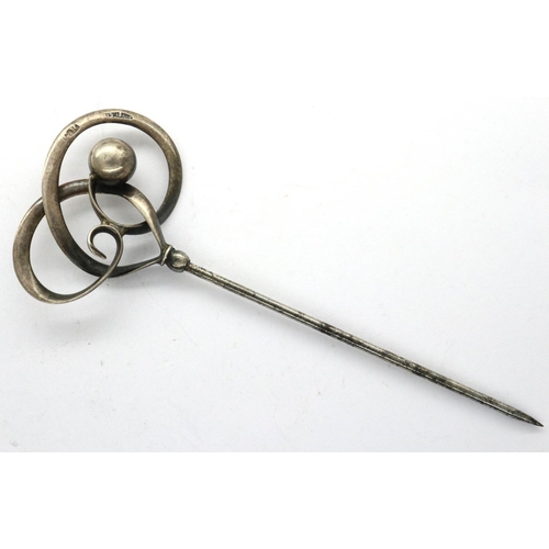 178 - Charles Horner sterling silver hat pin, L: 70 mm, 3g. P&P Group 1 (£14+VAT for the first lot and £1+... 