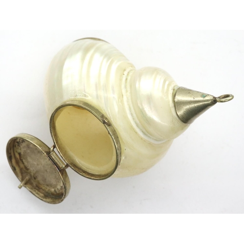 182 - Shell pill box with white metal fittings, L: 50 mm. P&P Group 1 (£14+VAT for the first lot and £1+VA... 