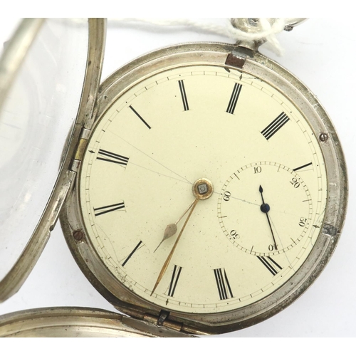 193 - Robert Rimmer Childwall: hallmarked silver cased full hunter key wind fusee pocket watch, numbered 1... 