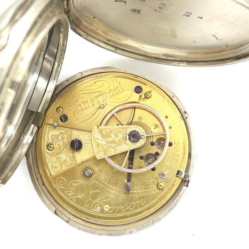 197 - James Corson Liverpool: hallmarked silver cased full hunter key wind fusee pocket watch, numbered 17... 