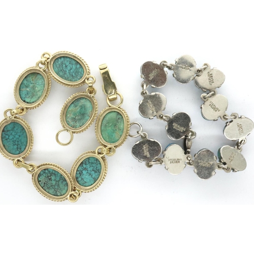 22 - Two 925 silver and turquoise style stone set bracelets, L: 20 cm. P&P Group 1 (£14+VAT for the first... 