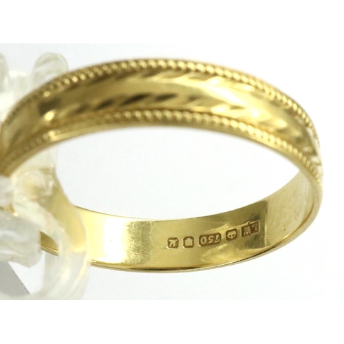 40 - 18ct gold band, size O, 2.1g. P&P Group 1 (£14+VAT for the first lot and £1+VAT for subsequent lots)