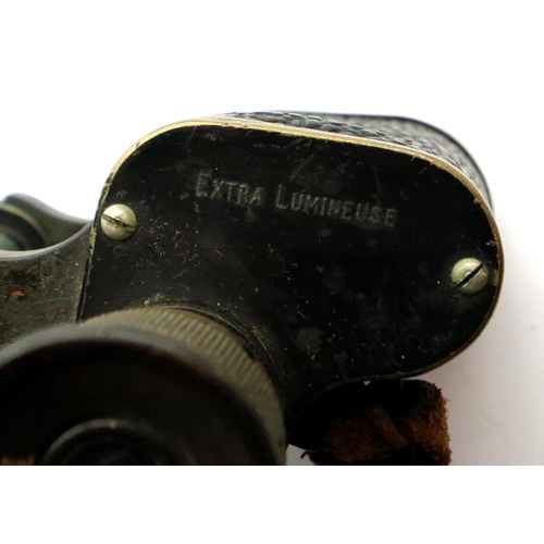 407 - French WWI period pair of field binoculars marked for Hunalex Paris, cased. P&P Group 1 (£14+VAT for... 