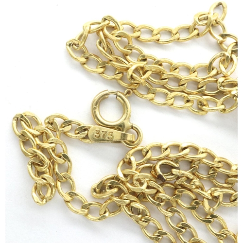 49 - 9ct gold fine neck chain, L: 44 cm, 1.5g. P&P Group 1 (£14+VAT for the first lot and £1+VAT for subs... 