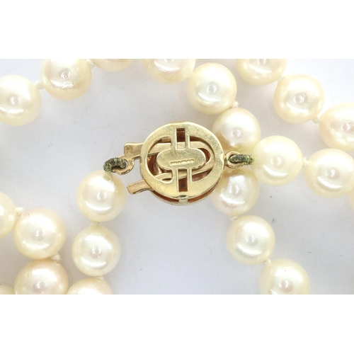 78 - Pearl choker with 9ct gold clasp, L: 45 cm. P&P Group 1 (£14+VAT for the first lot and £1+VAT for su... 