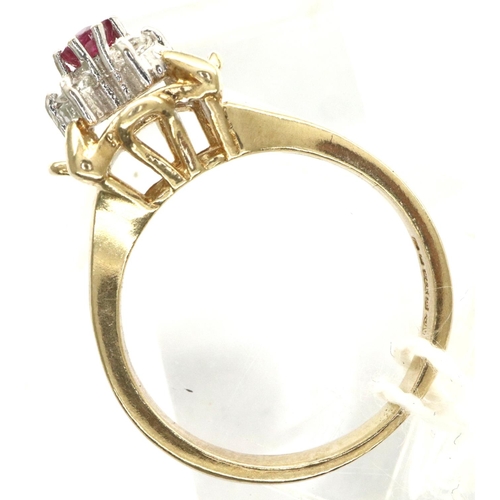 8 - 9ct gold ruby and CZ ring, size K, 3.2g. P&P Group 1 (£14+VAT for the first lot and £1+VAT for subse... 