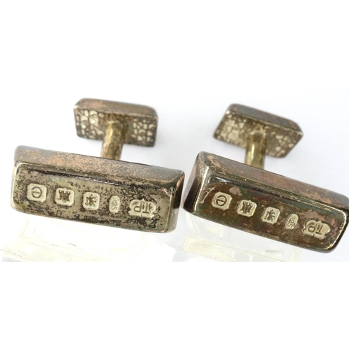 90 - Hallmarked silver ingot cufflinks and a Charles Rennie Macintosh pair. P&P Group 1 (£14+VAT for the ... 