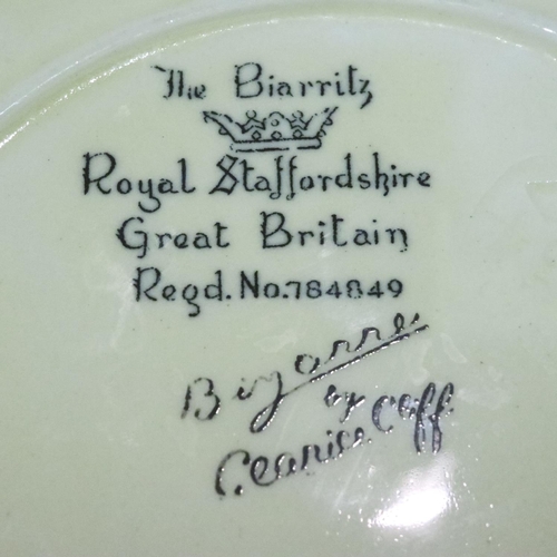 268 - The Biarritz Clarice Cliff Bizarre rectangular plate, 19 x 16 cm. No cracks, chips or visible restor... 