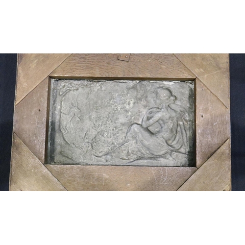 341 - Art Nouveau bronzed plaque, framed, 16 x 26 cm. P&P Group 2 (£18+VAT for the first lot and £3+VAT fo... 