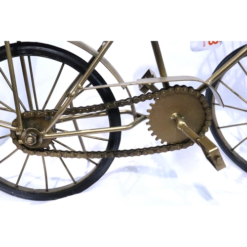 351 - Scratch built metal bike model, L: 40 cm. P&P Group 2 (£18+VAT for the first lot and £3+VAT for subs... 