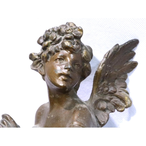 352 - Bronzed spelter cherub figure, H: 40 cm. P&P Group 3 (£25+VAT for the first lot and £5+VAT for subse... 