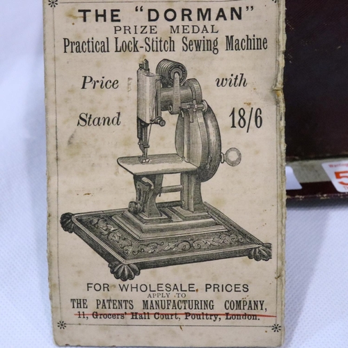 353 - The Dorman Antique Practical Lockstitch sewing machine, with original instructions. P&P Group 3 (£25... 