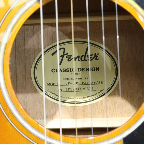 379 - Fender guitar model CP-60S Parlor/SB. P&P Group 3 (£25+VAT for the first lot and £5+VAT for subseque... 