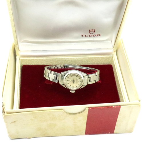 222D - Boxed ladies Tudor Princess Oysterdate self winding stainless steel wristwatch, working at lotting. ... 