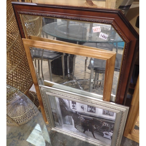 1480 - Two framed mirrors and a framed pint, largest 70 x 110 cm. Not available for in-house P&P