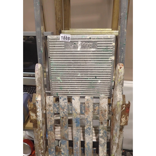 1888 - Set of aluminium folding ladders. Not available for in-house P&P