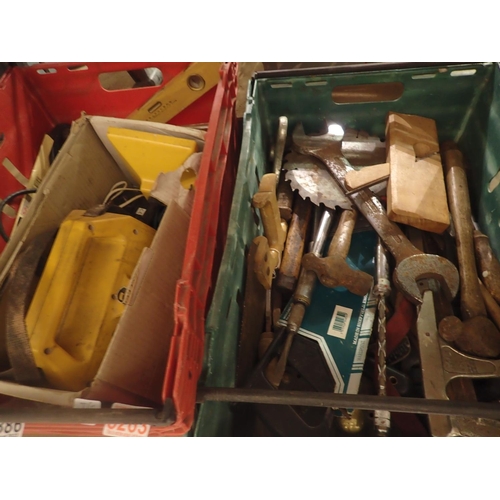 1886 - Two boxes of mixed hand tools to include hammer and spanners. Not available for in-house P&P