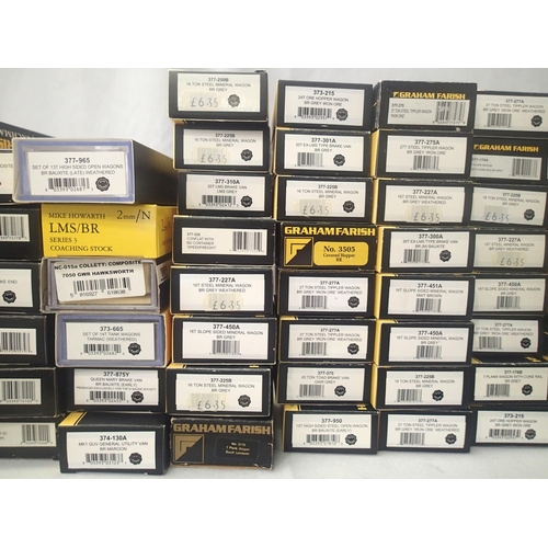 2095 - Selection of 100 N gauge empty boxes including twelve plus Farish coaches, seventy plus Farish wagon... 