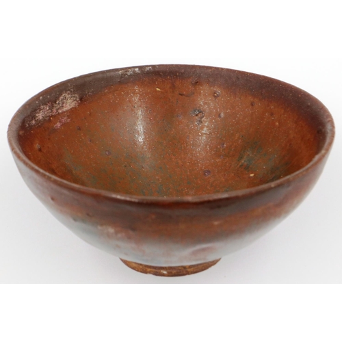 3002 - Southern Song Jian Dynasty bowl, glazed in brown and footed, very light hairline crack from rim, gla... 