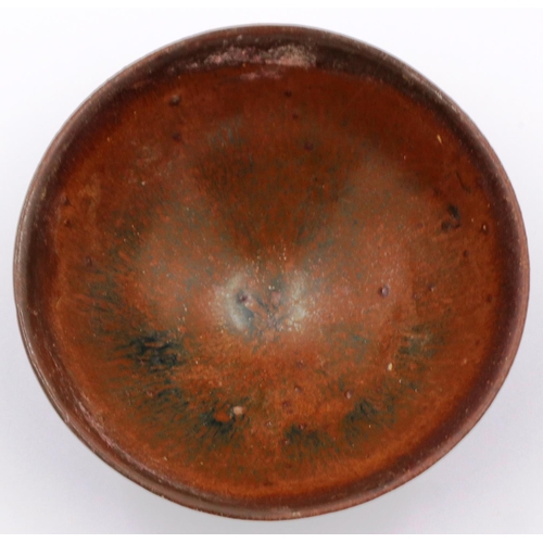 3002 - Southern Song Jian Dynasty bowl, glazed in brown and footed, very light hairline crack from rim, gla... 