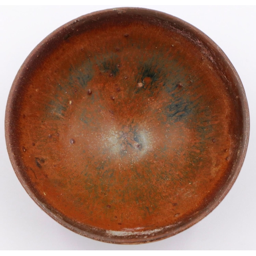 3002 - Southern Song Jian Dynasty bowl, glazed in brown and footed, very light hairline crack from rim, gla... 