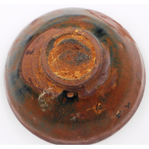 3002 - Southern Song Jian Dynasty bowl, glazed in brown and footed, very light hairline crack from rim, gla... 