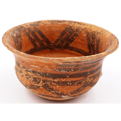 3017 - Neolithic period terracotta bowl, being painted and having a flared rim, D: 17 cm, H: 9 cm. P&P Grou... 