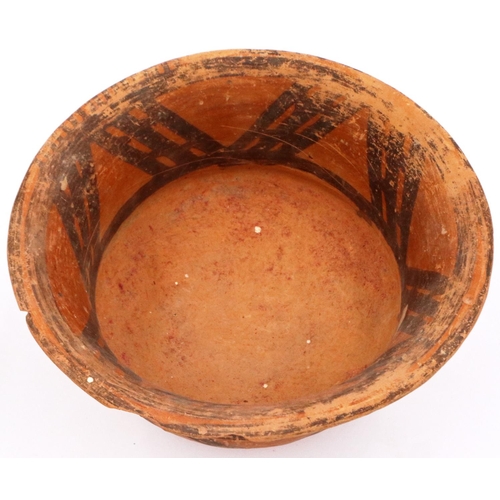 3017 - Neolithic period terracotta bowl, being painted and having a flared rim, D: 17 cm, H: 9 cm. P&P Grou... 