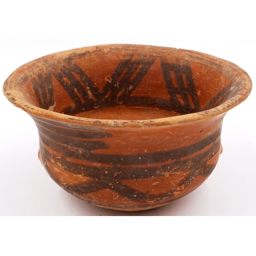 3017 - Neolithic period terracotta bowl, being painted and having a flared rim, D: 17 cm, H: 9 cm. P&P Grou... 