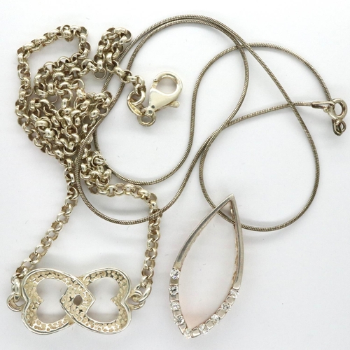 19 - Two 925 silver pendant necklaces, both stone set,  largest chain L: 41 cm. P&P Group 1 (£14+VAT for ... 