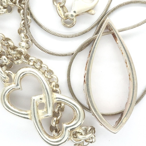 19 - Two 925 silver pendant necklaces, both stone set,  largest chain L: 41 cm. P&P Group 1 (£14+VAT for ... 