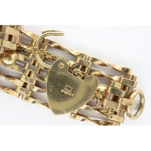 2 - 9ct gold articulated gate bracelet with padlock clasp, L: 22 cm, 23.6g. P&P Group 1 (£14+VAT for the... 