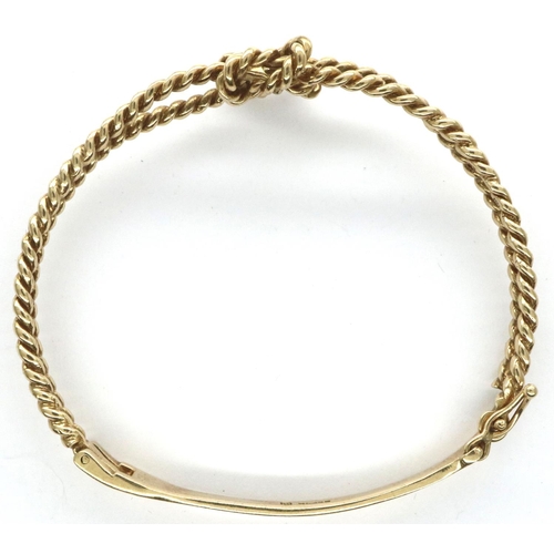 23 - 1977 9ct gold solid twisted rope bangle, 15.5g. P&P Group 1 (£14+VAT for the first lot and £1+VAT fo... 