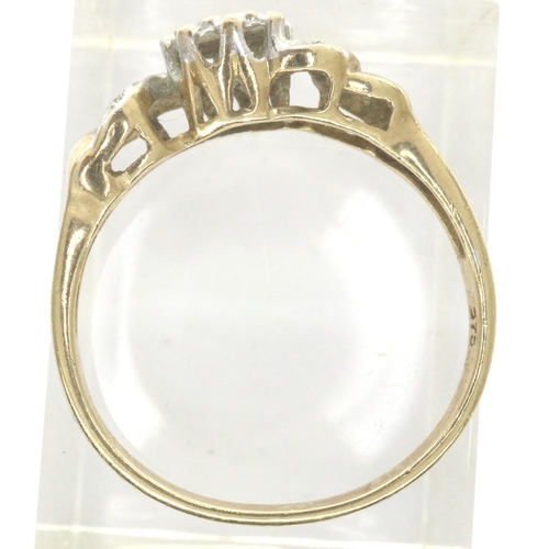 28 - 9ct gold diamond set cocktail ring, size P, 1.8g. P&P Group 1 (£14+VAT for the first lot and £1+VAT ... 