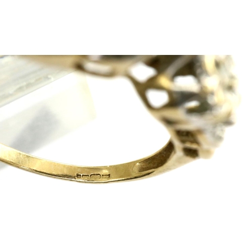 28 - 9ct gold diamond set cocktail ring, size P, 1.8g. P&P Group 1 (£14+VAT for the first lot and £1+VAT ... 