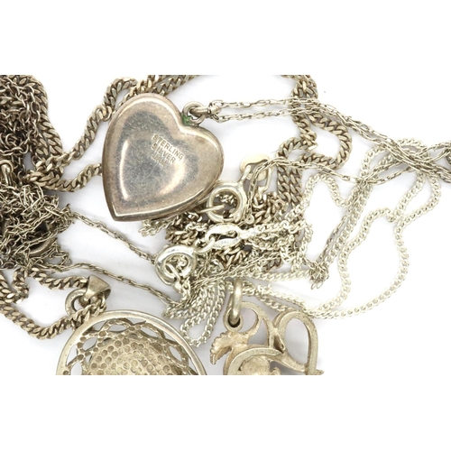 30 - Four 925 silver pendant necklaces to include a heart locket example. P&P Group 1 (£14+VAT for the fi... 