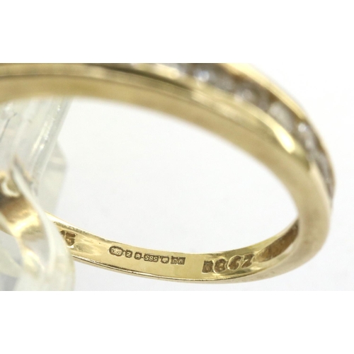 38 - 14ct gold stone set half eternity ring, size N, 2.1g. P&P Group 1 (£14+VAT for the first lot and £1+... 