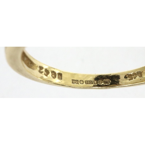 38 - 14ct gold stone set half eternity ring, size N, 2.1g. P&P Group 1 (£14+VAT for the first lot and £1+... 