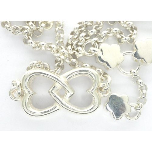 40 - Two 925 silver pendant necklaces to include a heart example, largest chain L: 40 cm, combined 30g. P... 