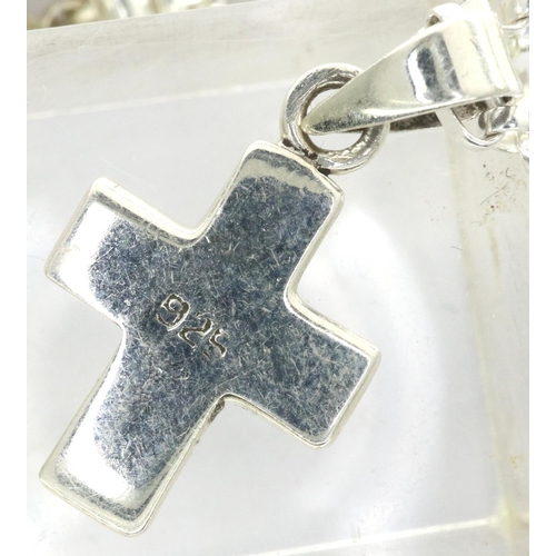 44 - Two 925 silver pendant necklaces to include a cross example, largest chain L: 44 cm, combined 21g. P... 