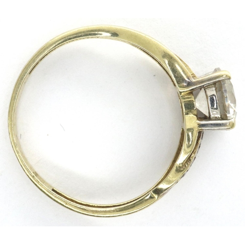 46 - 9ct gold ring set with clear stones, size N, 1.8g. P&P Group 1 (£14+VAT for the first lot and £1+VAT... 