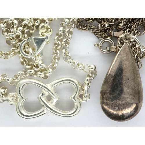 6 - Two 925 silver necklaces to include a heart pendant necklace, largest chain L: 46 cm. P&P Group 1 (£... 