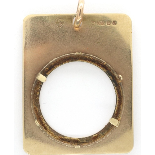 60 - 9ct gold full sovereign pendant mount, H: 35 mm, 4.8g. P&P Group 1 (£14+VAT for the first lot and £1... 