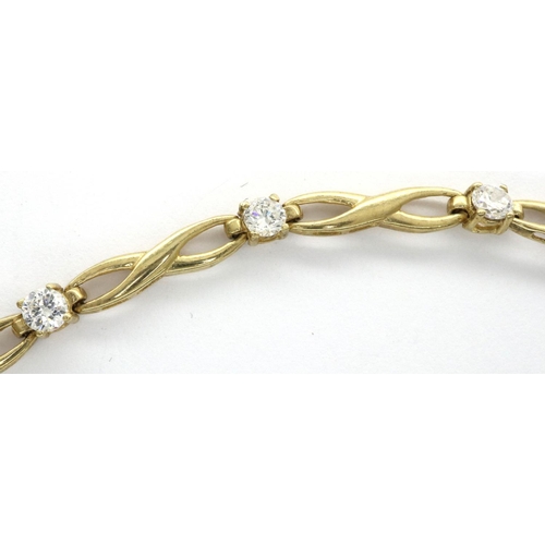 93 - A 9ct gold stone set bracelet, L: 18 cm, 4.4g. P&P Group 1 (£14+VAT for the first lot and £1+VAT for... 