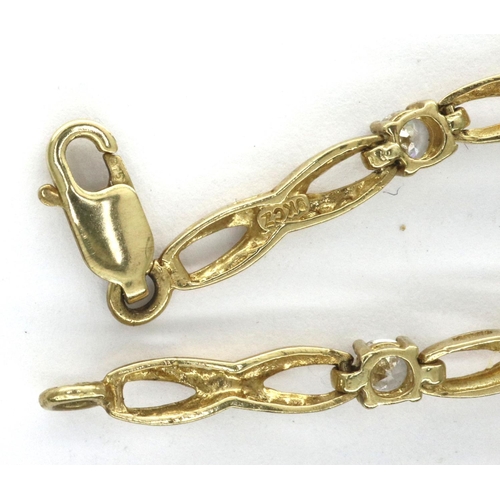 93 - A 9ct gold stone set bracelet, L: 18 cm, 4.4g. P&P Group 1 (£14+VAT for the first lot and £1+VAT for... 