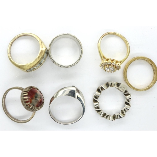 112 - Seven 925 silver rings, mostly stone set, various sizes and styles. P&P Group 1 (£14+VAT for the fir... 