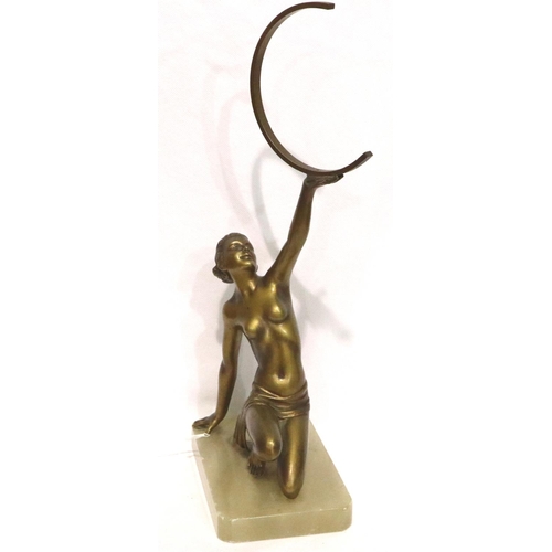 388 - Art Deco bronze kneeling nude on a marble base, H: 38 cm. P&P Group 3 (£25+VAT for the first lot and... 